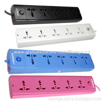 Universal Standard Power Strips with 5 Socket Outlets + US Plug, Extension Cord, Overload Protection